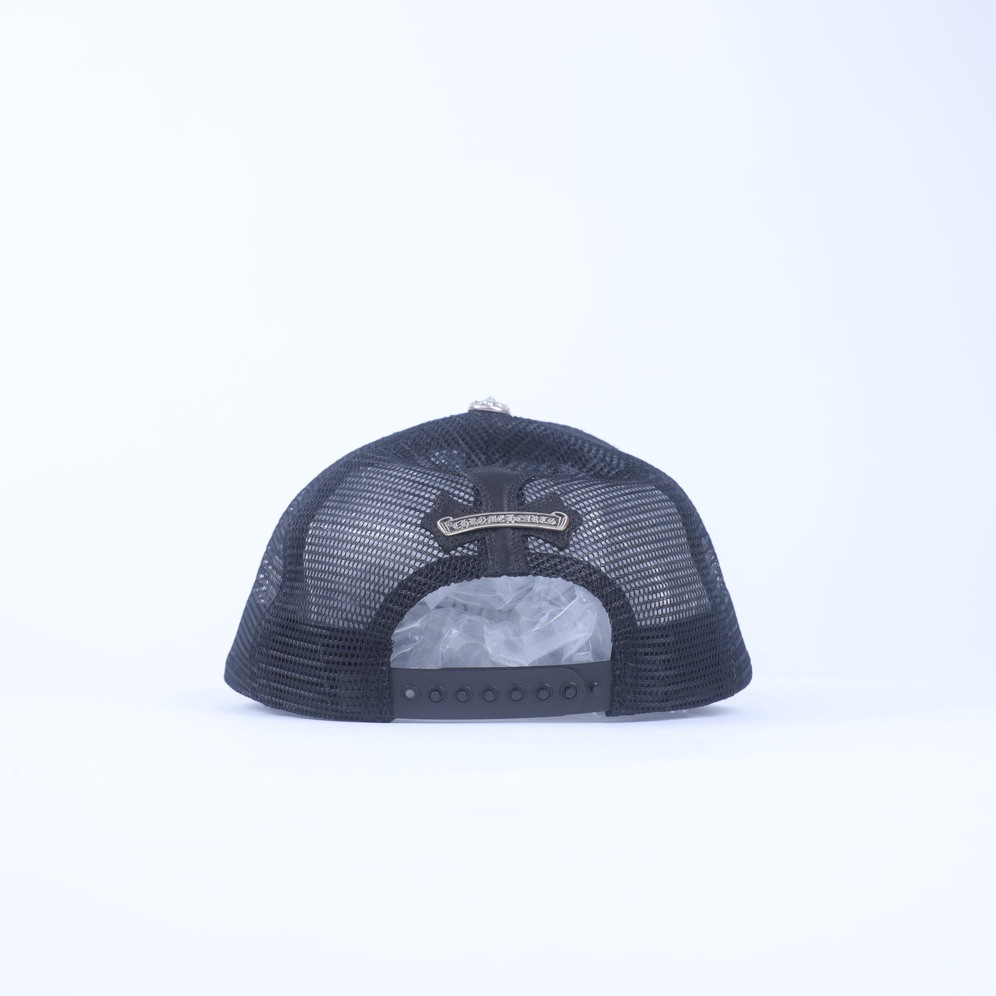 BLACK LEATHER CROSS PATCH HAT