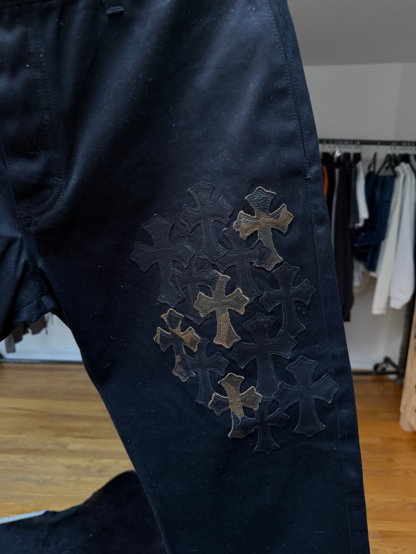 Chrome Hearts Army Camo Cross Patch Black Chino Pants