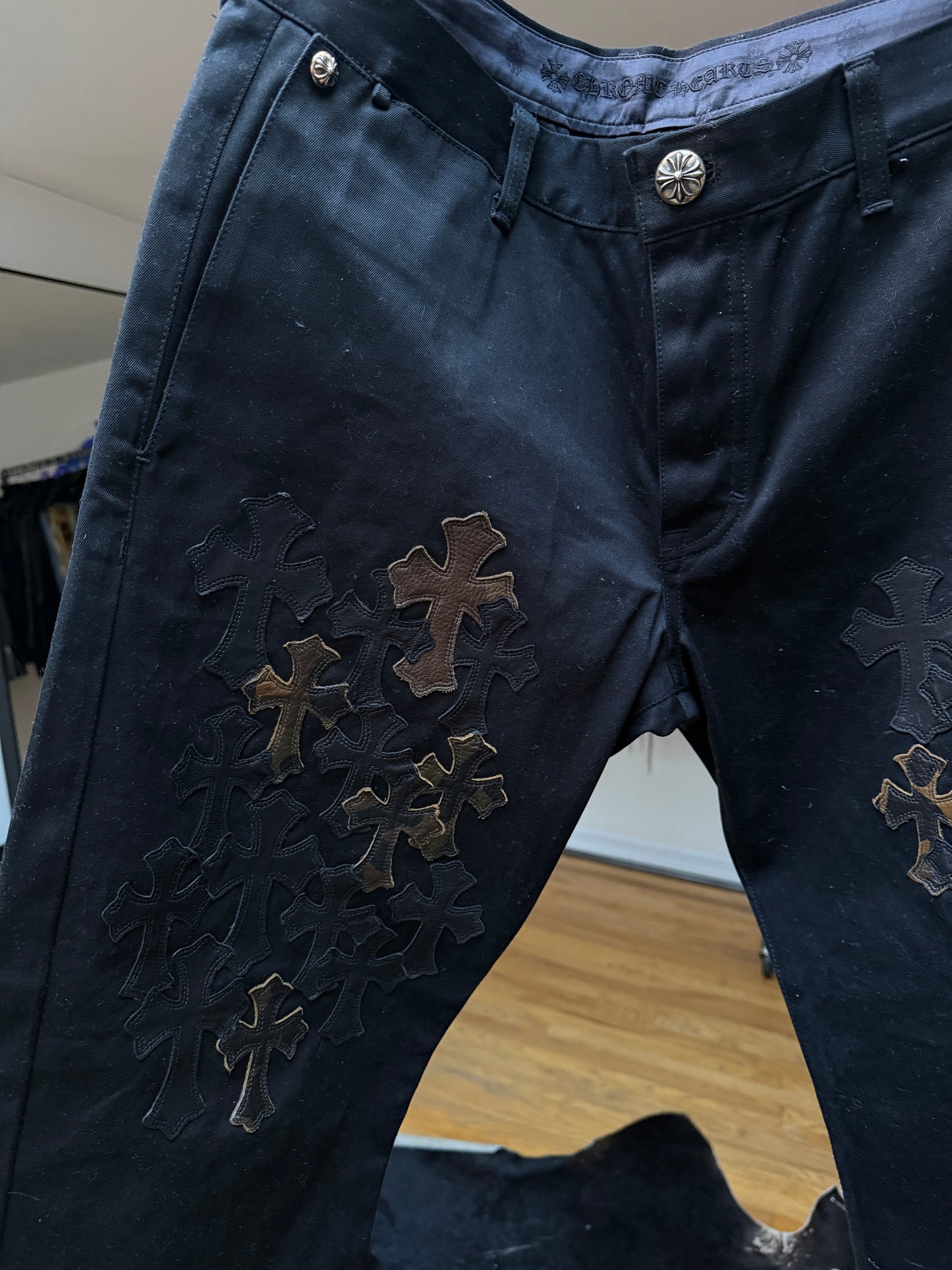 Chrome Hearts Army Camo Cross Patch Black Chino Pants