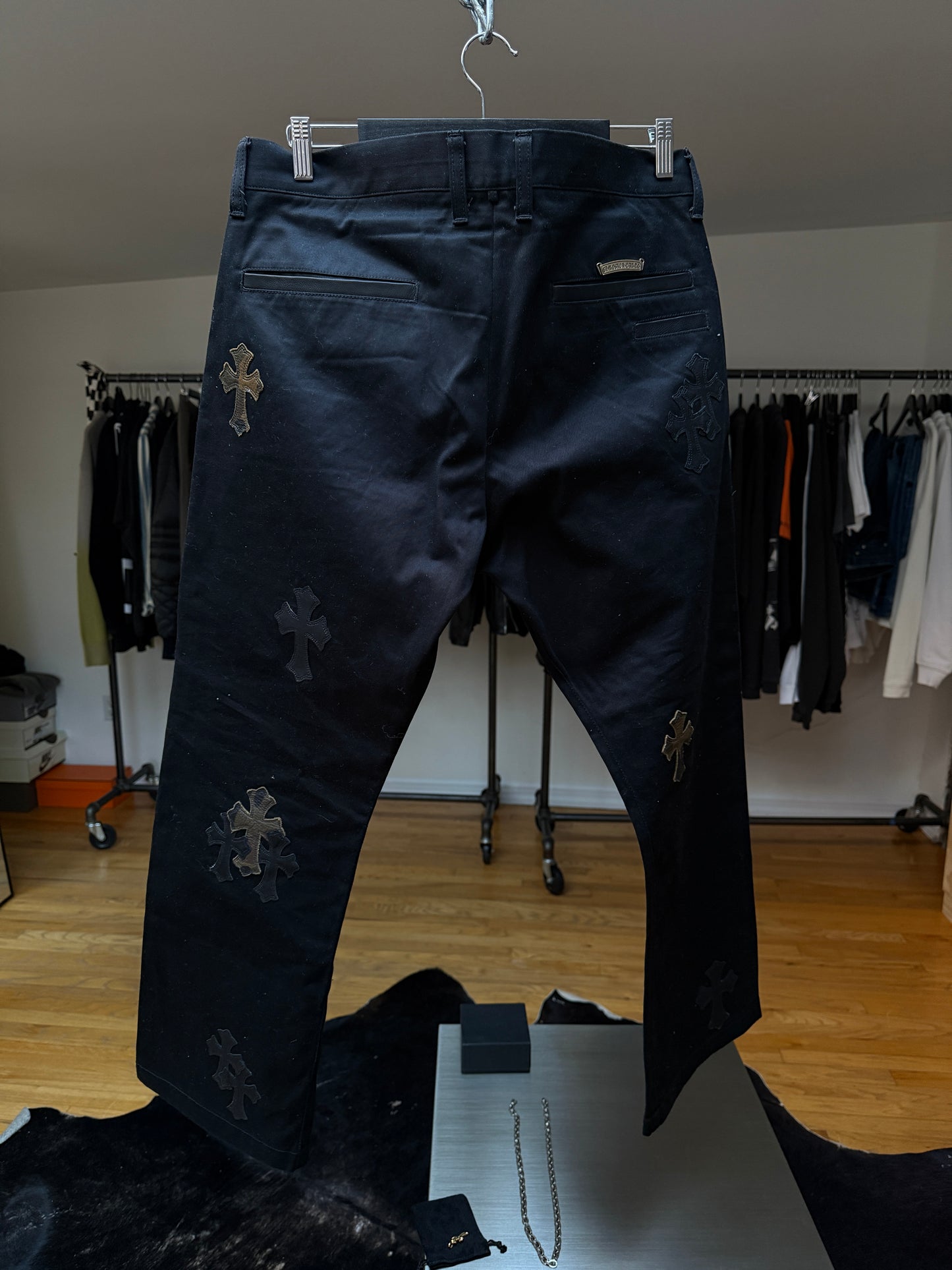 Chrome Hearts Army Camo Cross Patch Black Chino Pants