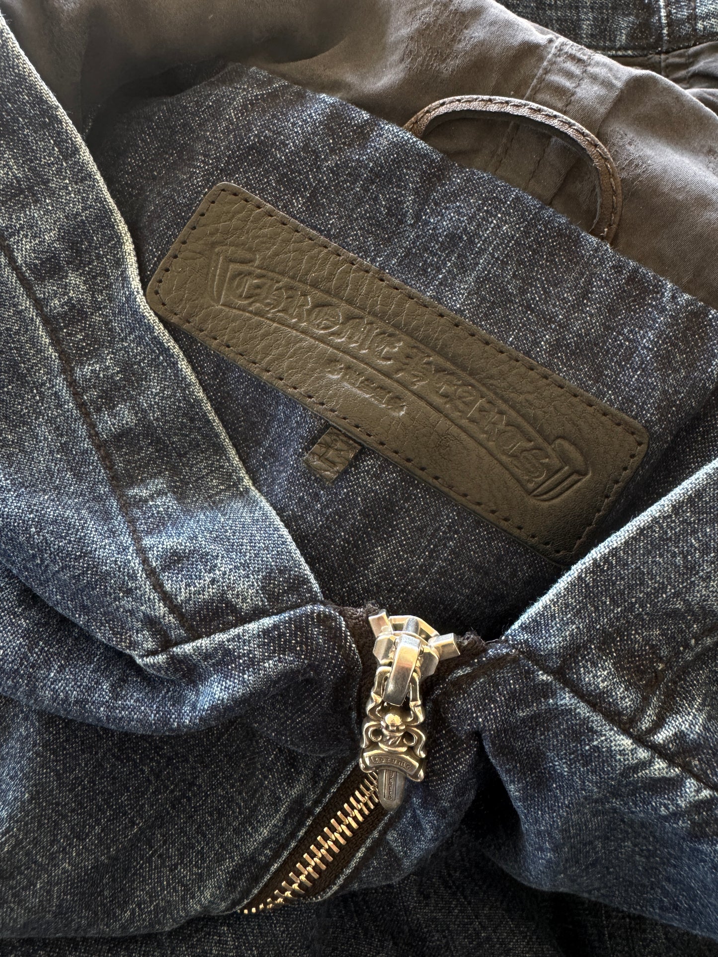 Chrome Hearts Blue & White Cross Patch Denim Anorak