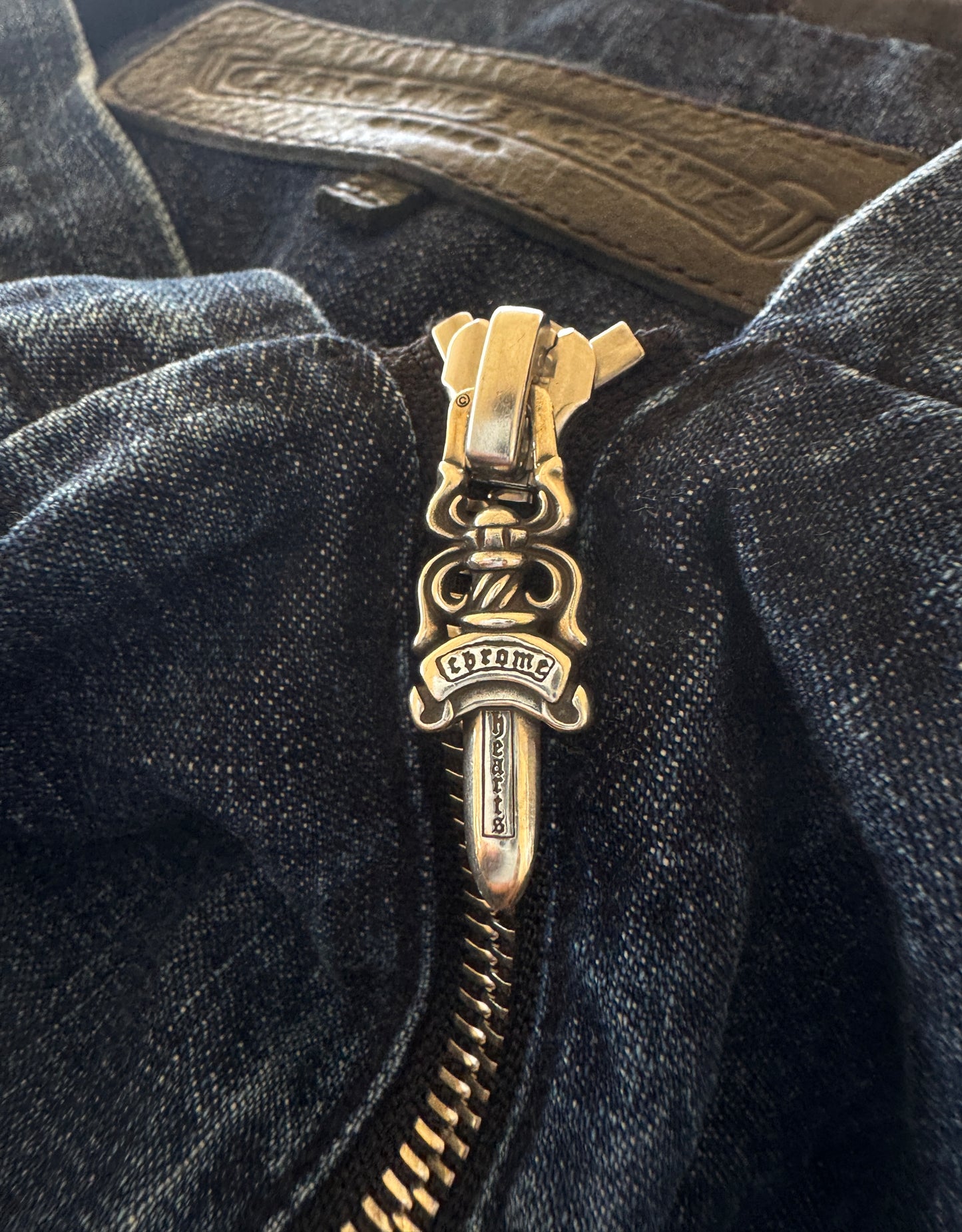 Chrome Hearts Blue & White Cross Patch Denim Anorak