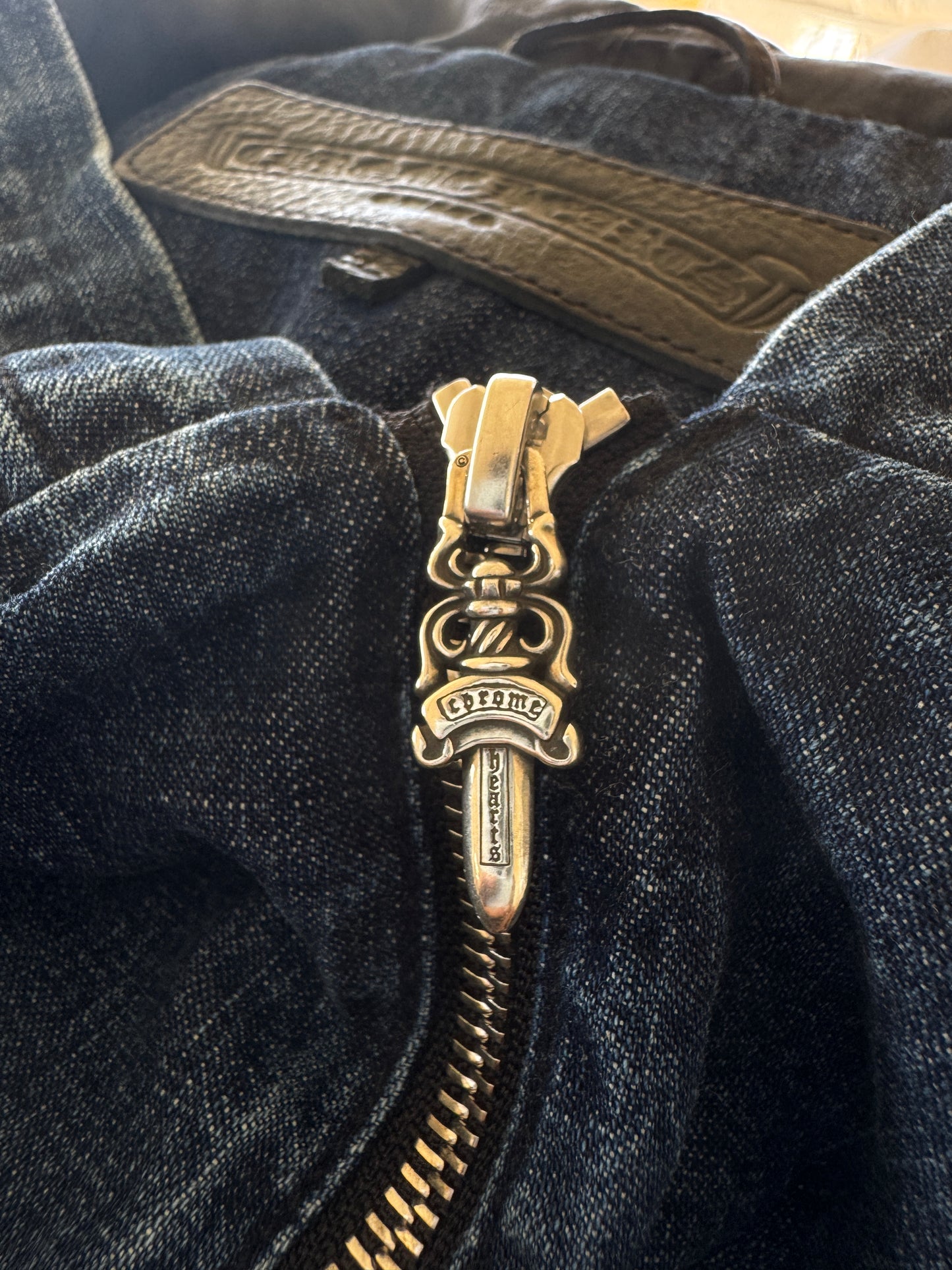 Chrome Hearts Blue & White Cross Patch Denim Anorak