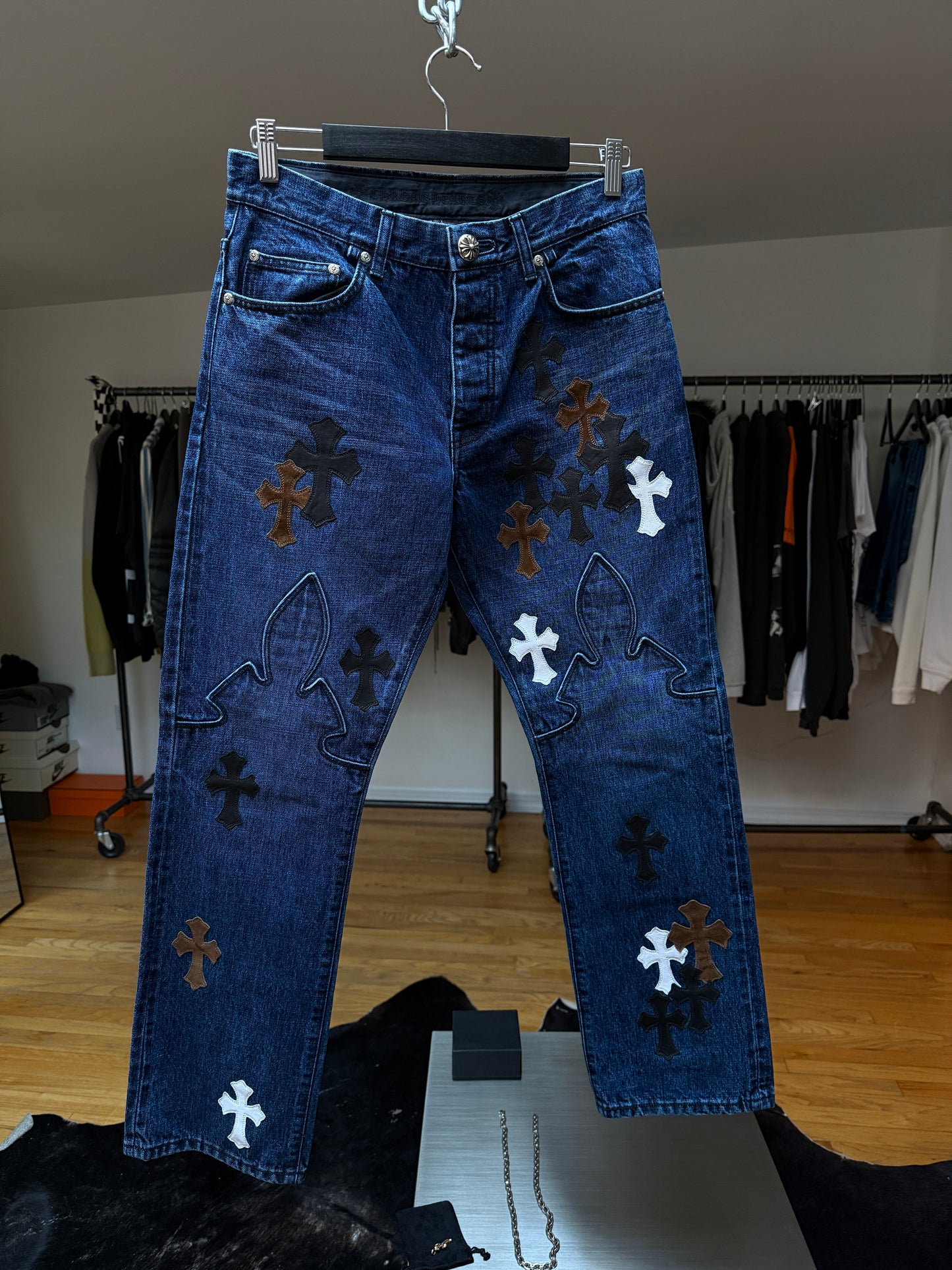 Chrome Hearts Turbo Diesel Fleur Knee Denim