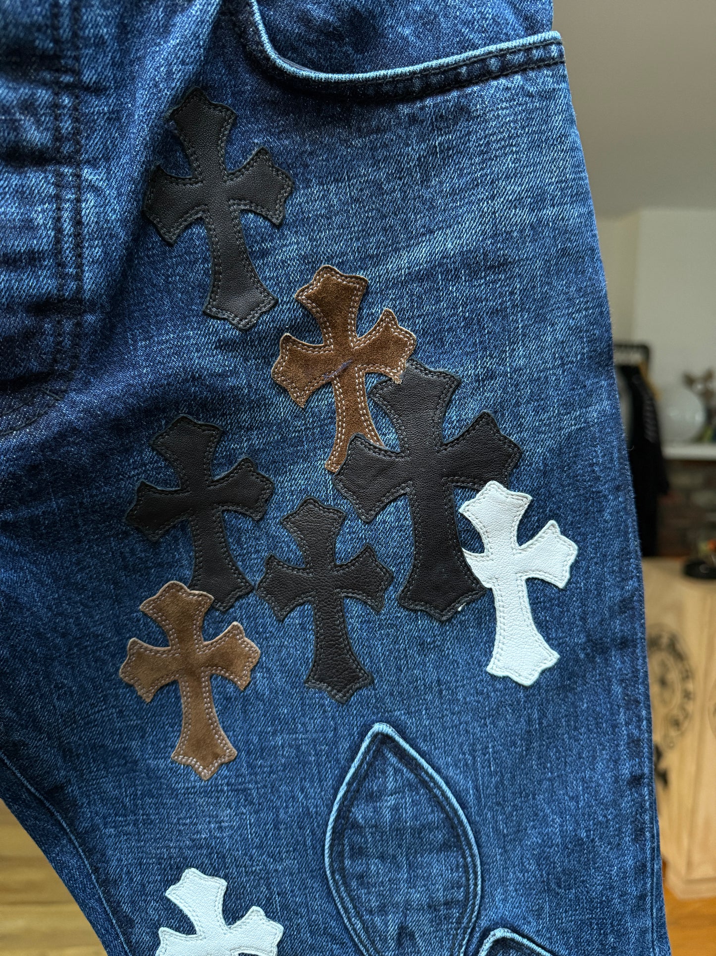 Chrome Hearts Turbo Diesel Fleur Knee Denim