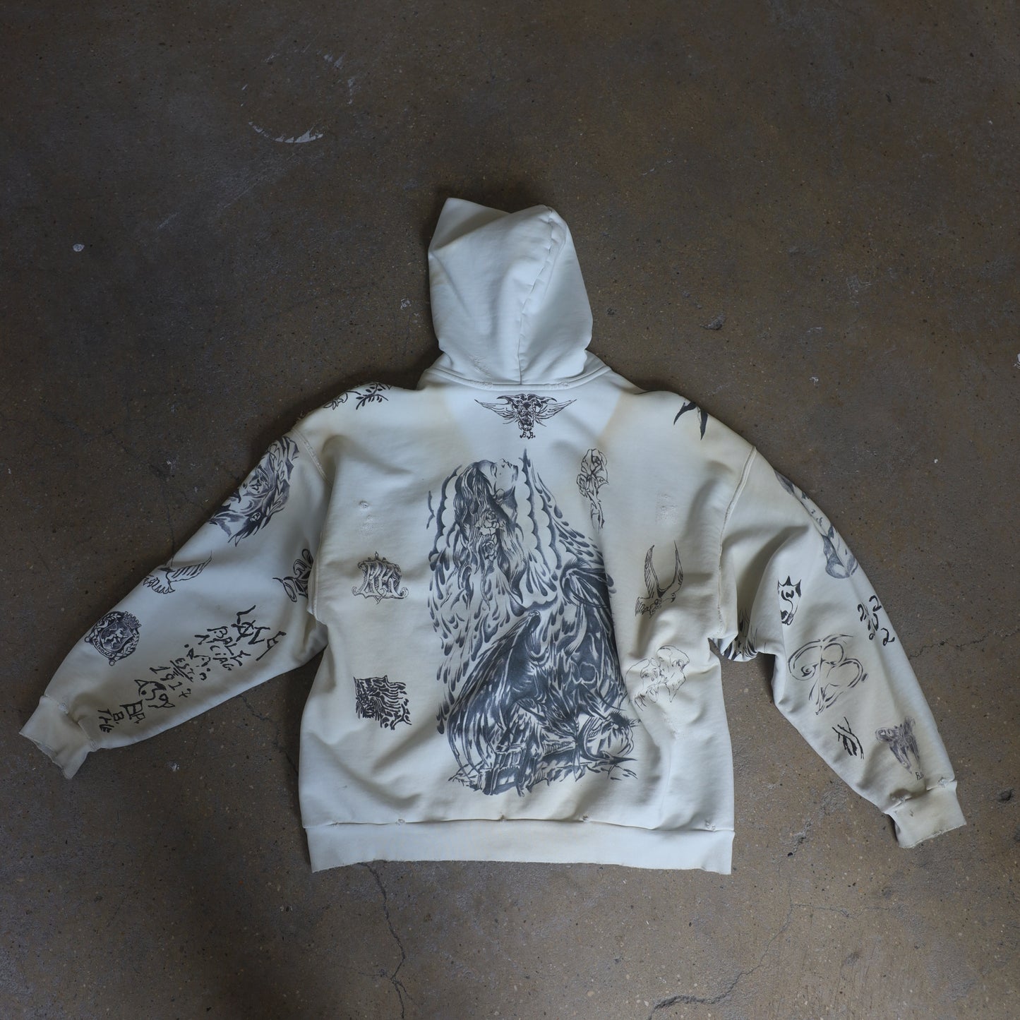 Balenciaga SS24 Tattoo Cream Hoodie
