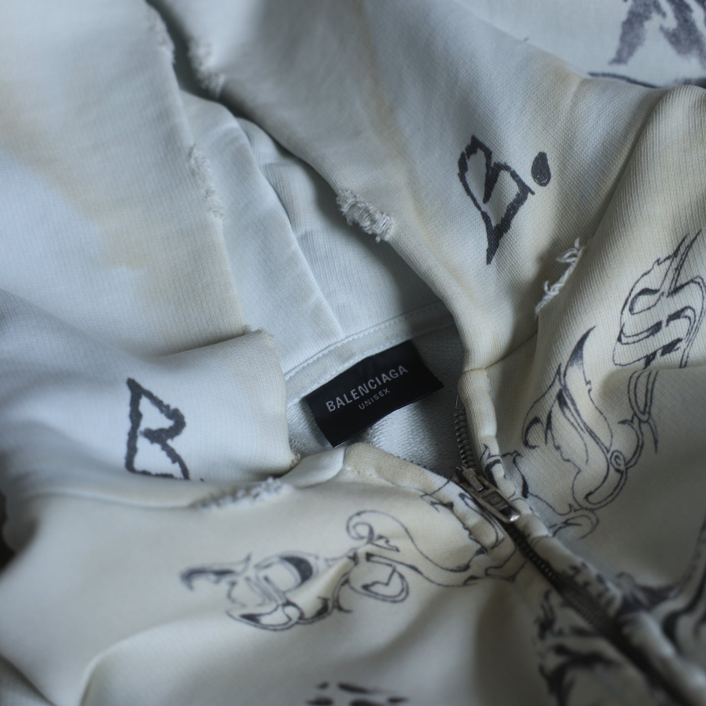 Balenciaga SS24 Tattoo Cream Hoodie