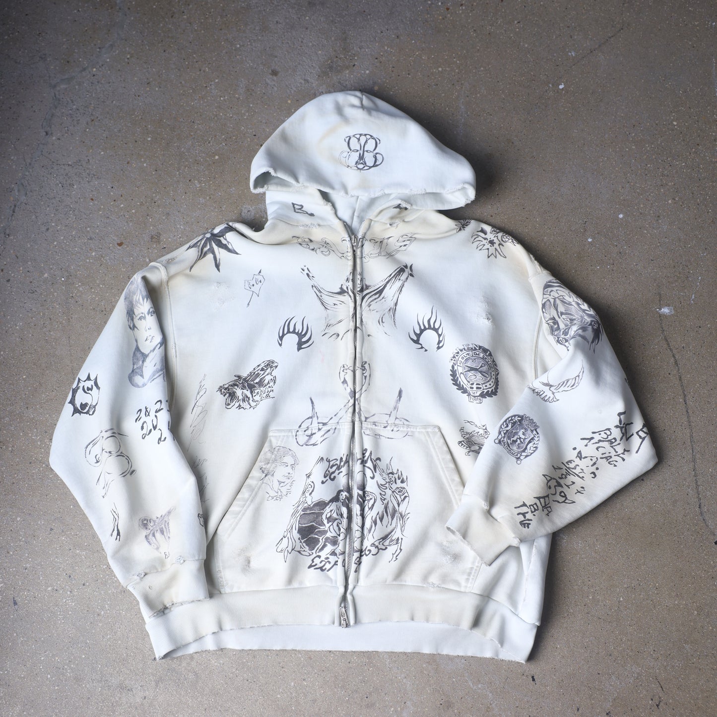 Balenciaga SS24 Tattoo Cream Hoodie