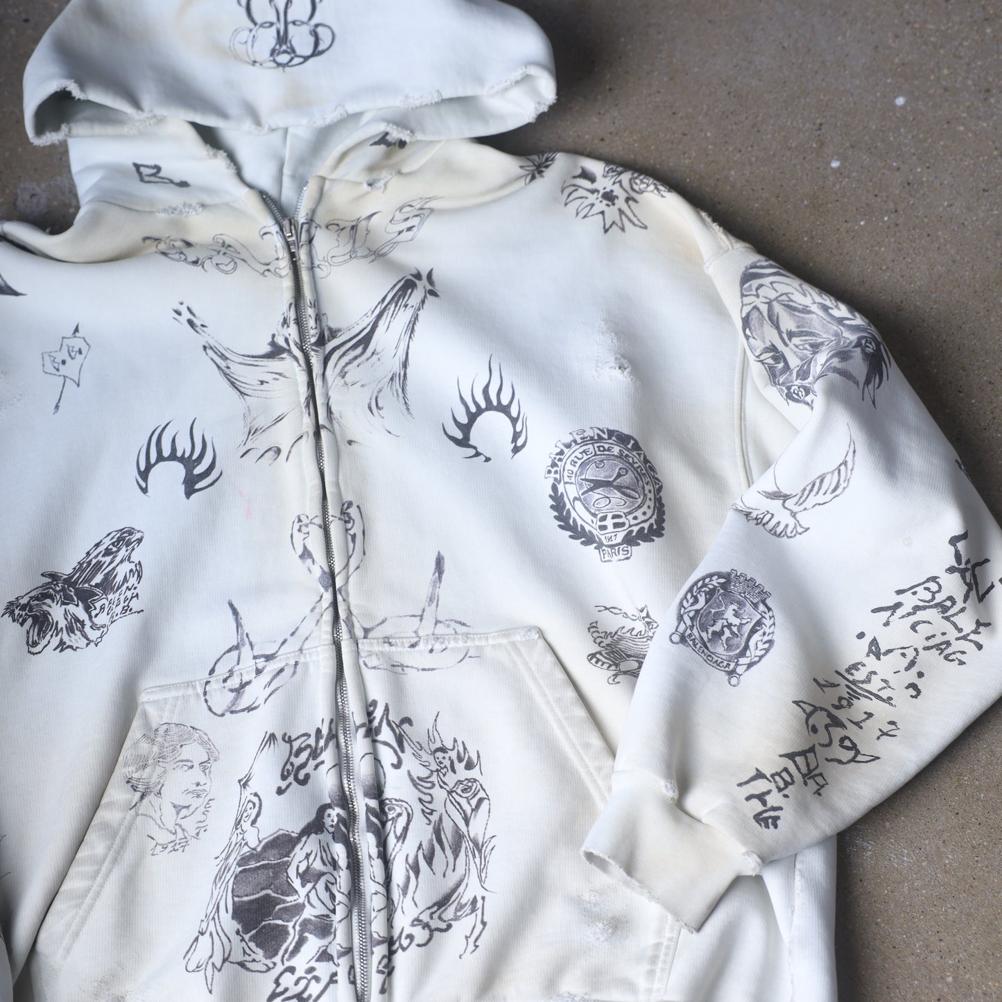 Balenciaga SS24 Tattoo Cream Hoodie