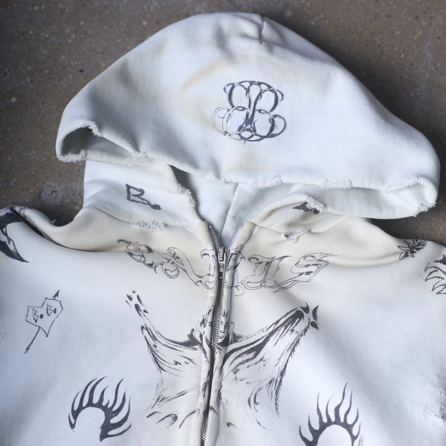 Balenciaga SS24 Tattoo Cream Hoodie