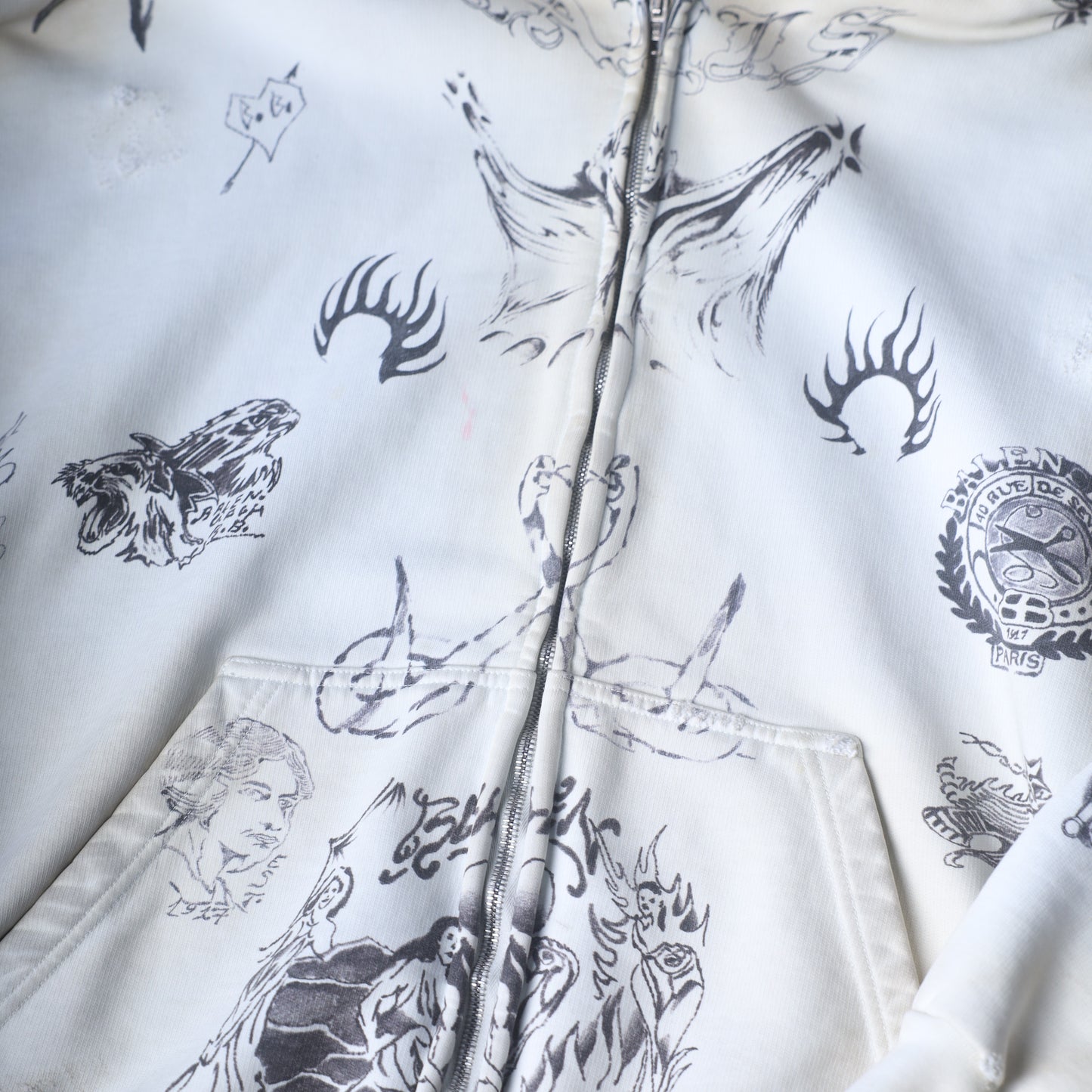 Balenciaga SS24 Tattoo Cream Hoodie