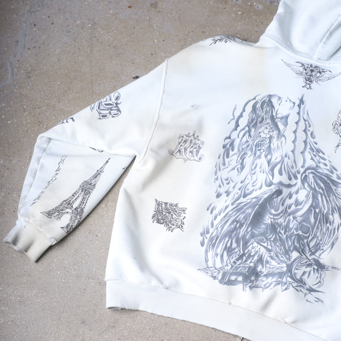 Balenciaga SS24 Tattoo Cream Hoodie