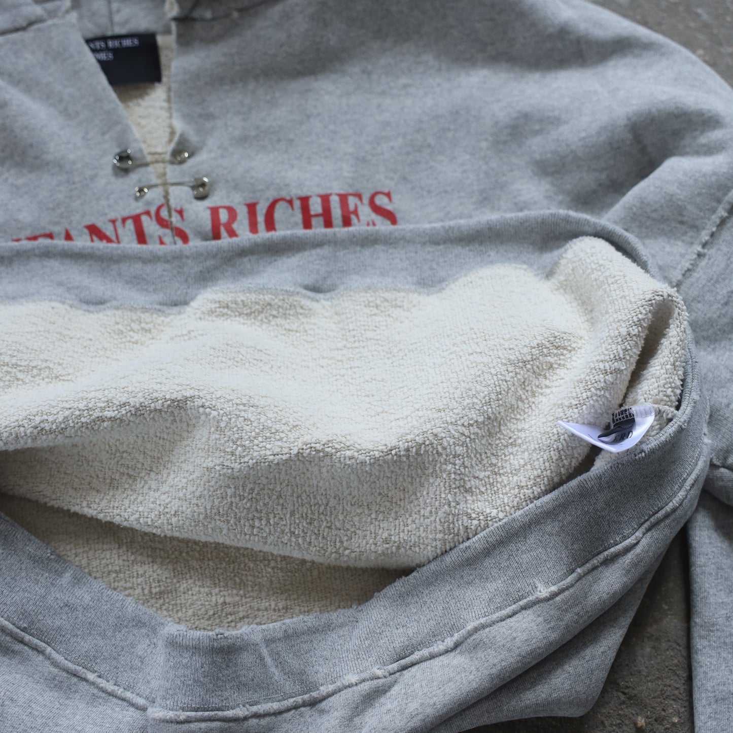 ERD SAFETY PIN CUT OUT HOODIE HEATHER GREY