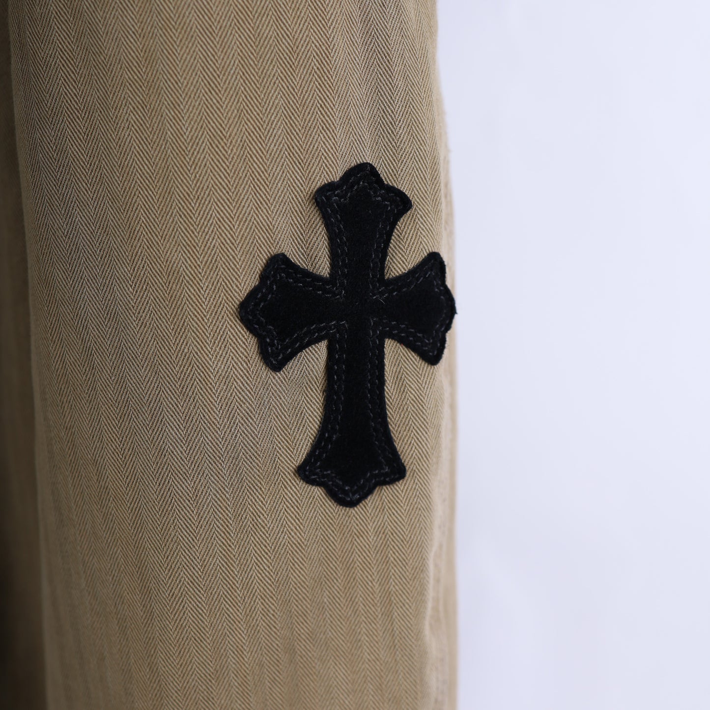 CHROME HEARTS KHAKI WORK JACKET CROSS PATCH WITH HORSESHOE