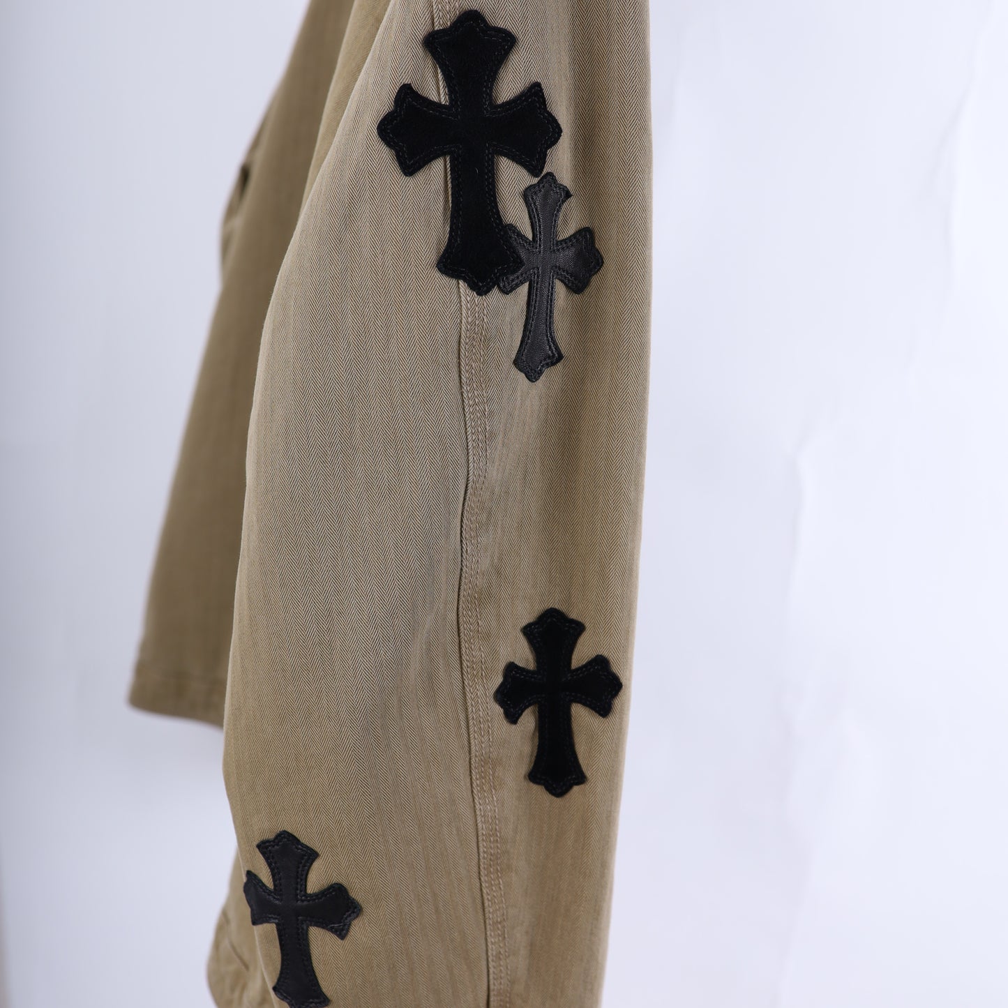 CHROME HEARTS KHAKI WORK JACKET CROSS PATCH WITH HORSESHOE