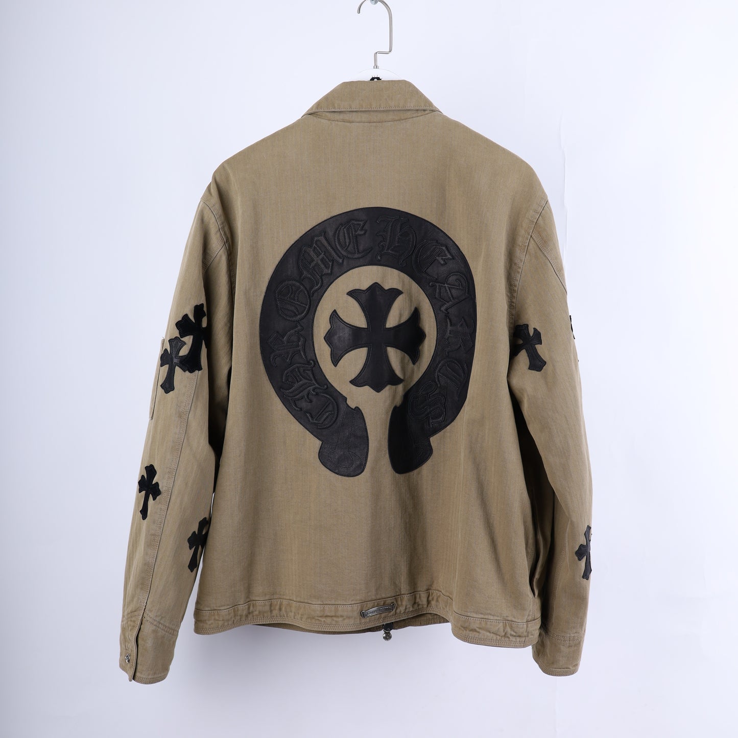 CHROME HEARTS KHAKI WORK JACKET CROSS PATCH WITH HORSESHOE