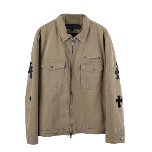 CHROME HEARTS KHAKI WORK JACKET CROSS PATCH WITH HORSESHOE