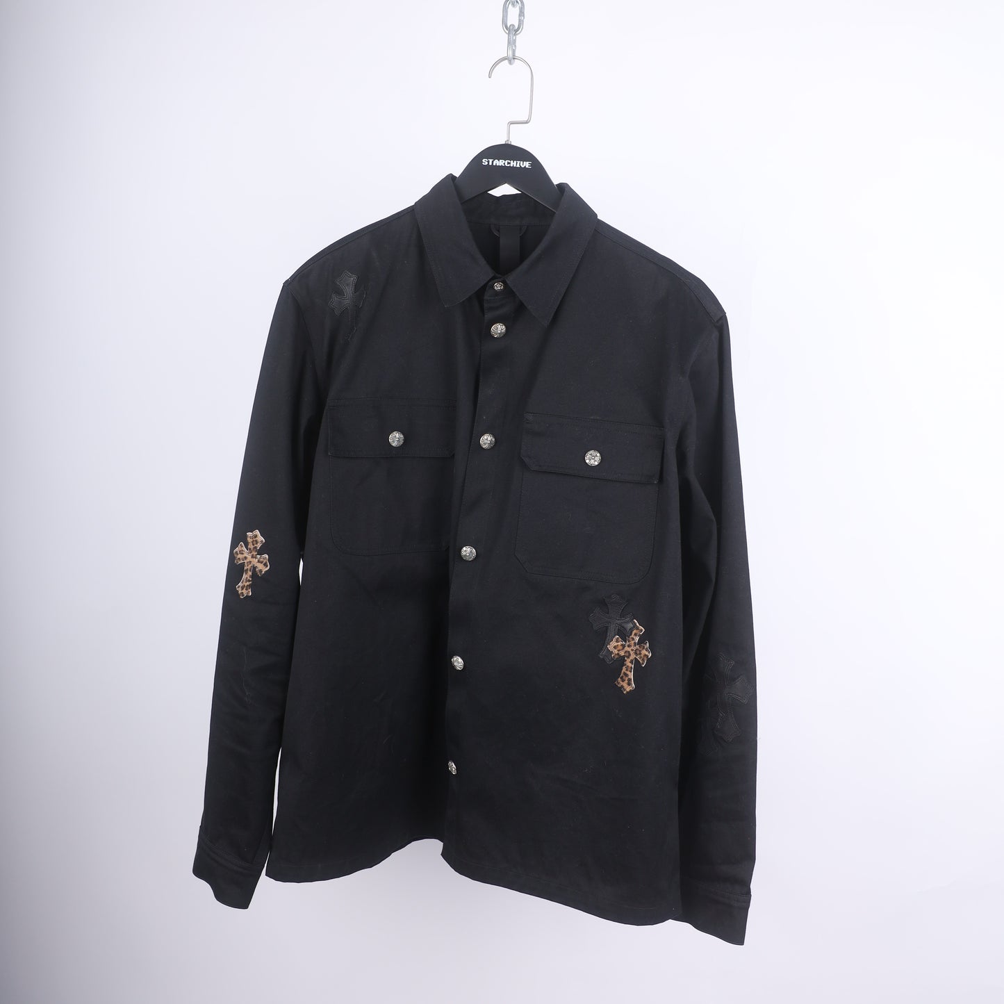 CHROME HEARTS WORK DOG LEAPOARD CROSS PATCH WORK DOG JACKET XXL