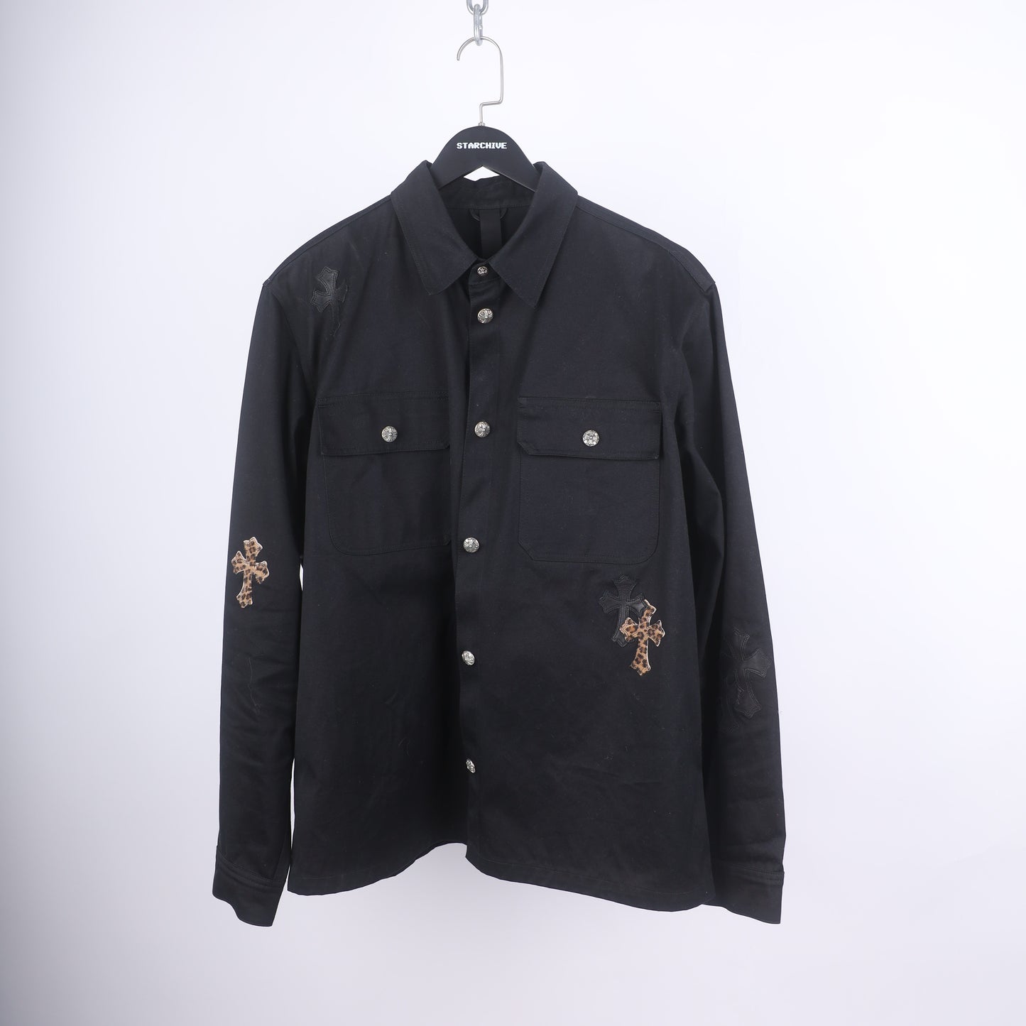 CHROME HEARTS WORK DOG LEAPOARD CROSS PATCH WORK DOG JACKET XXL