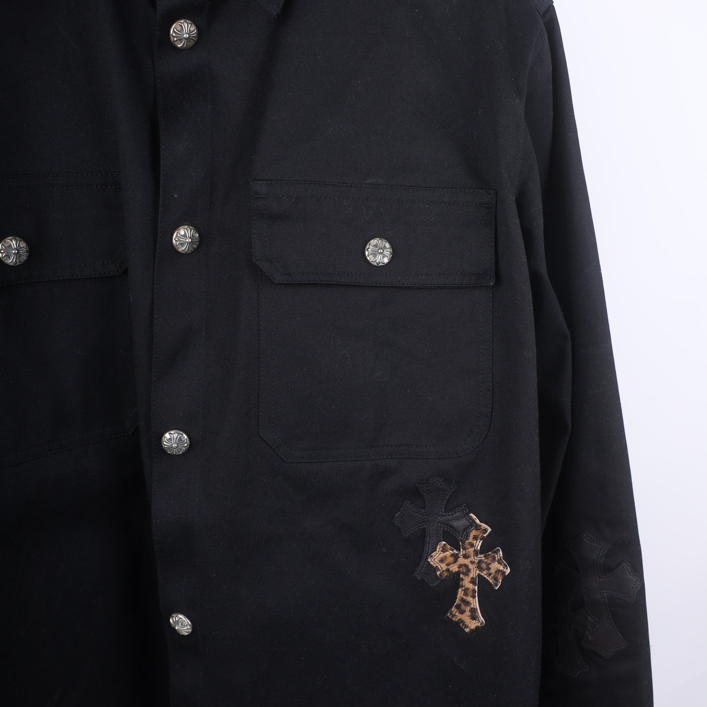 CHROME HEARTS WORK DOG LEAPOARD CROSS PATCH WORK DOG JACKET XXL