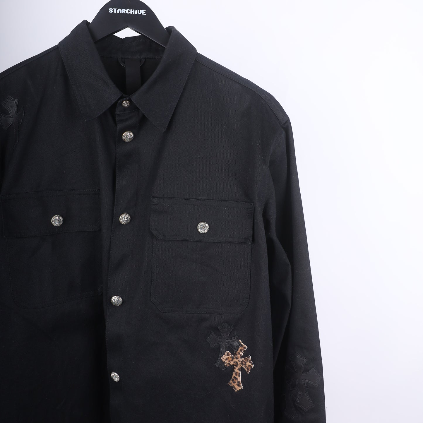 CHROME HEARTS WORK DOG LEAPOARD CROSS PATCH WORK DOG JACKET XXL