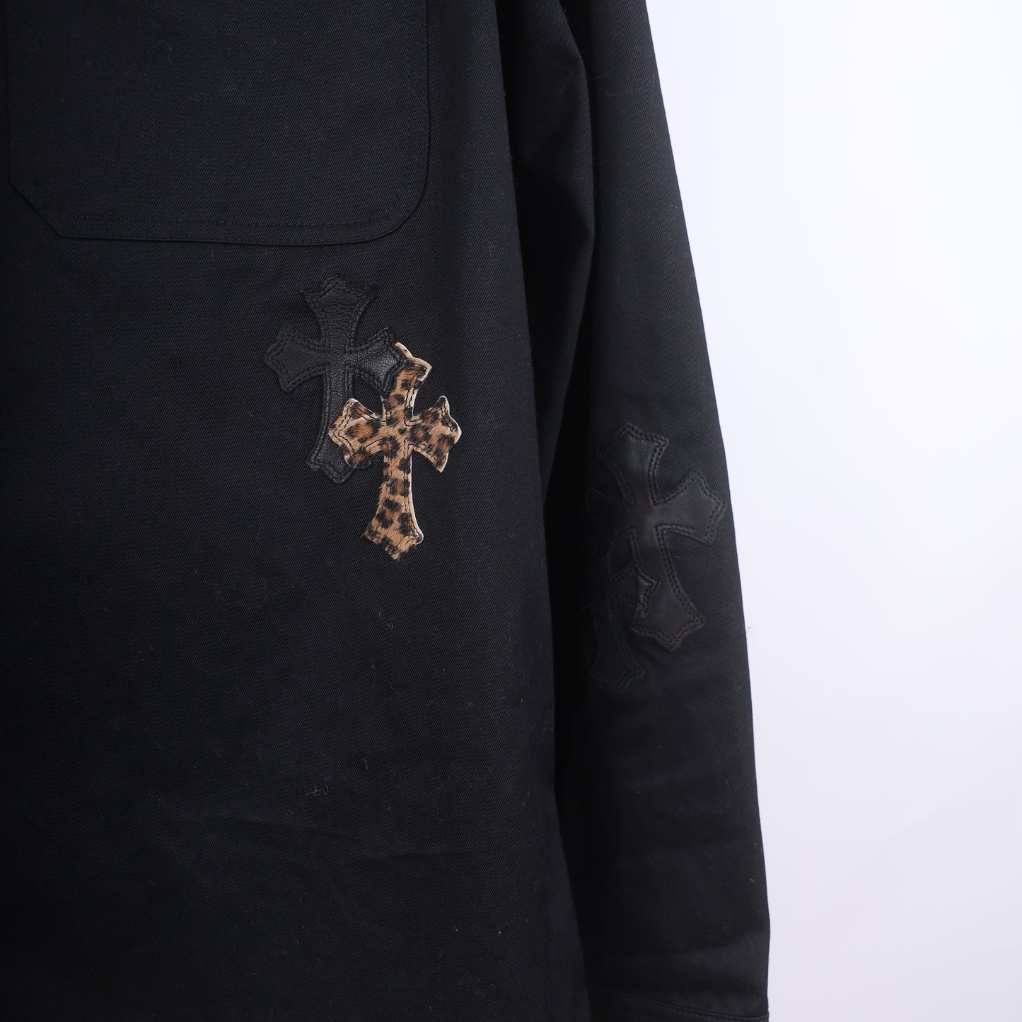 CHROME HEARTS WORK DOG LEAPOARD CROSS PATCH WORK DOG JACKET XXL