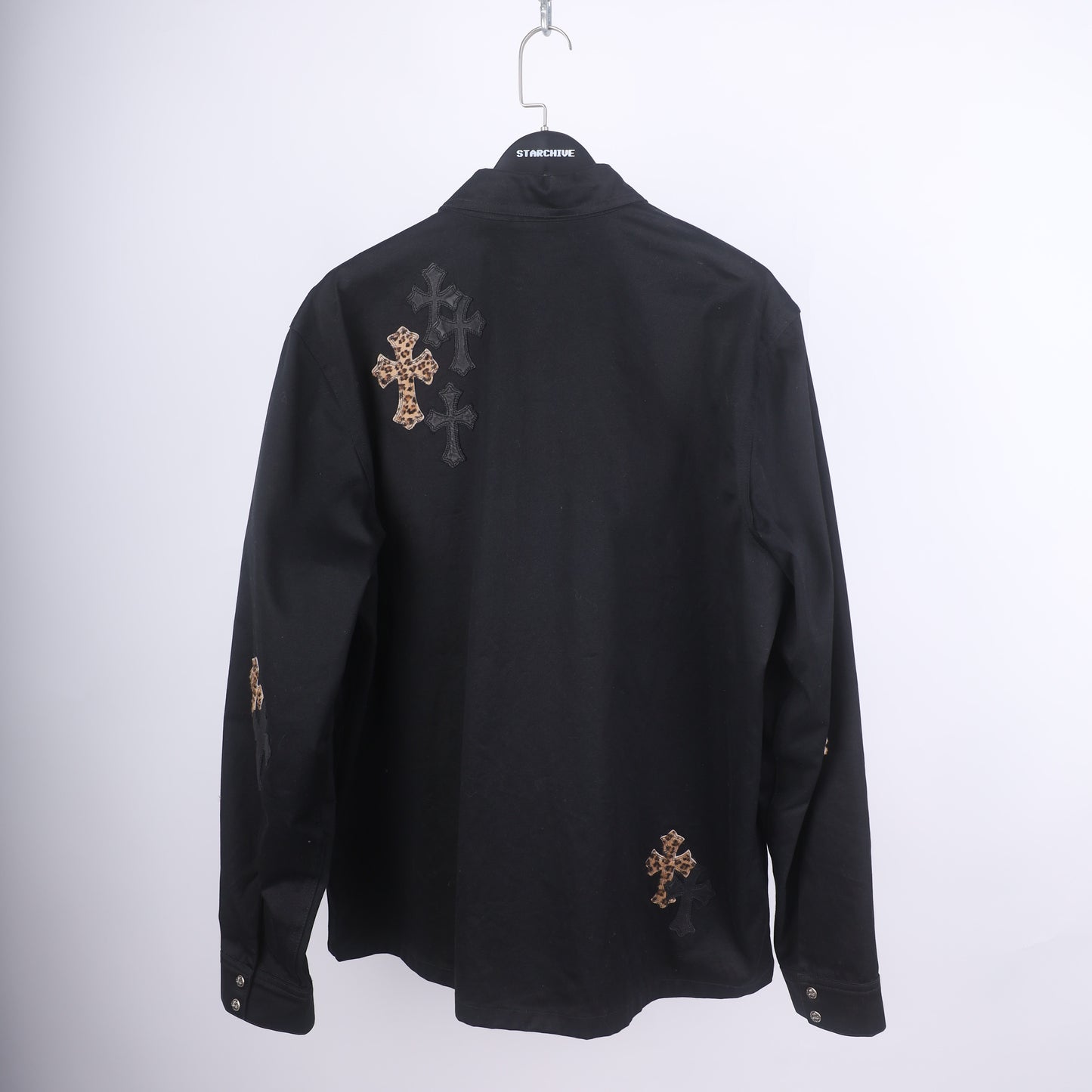 CHROME HEARTS WORK DOG LEAPOARD CROSS PATCH WORK DOG JACKET XXL
