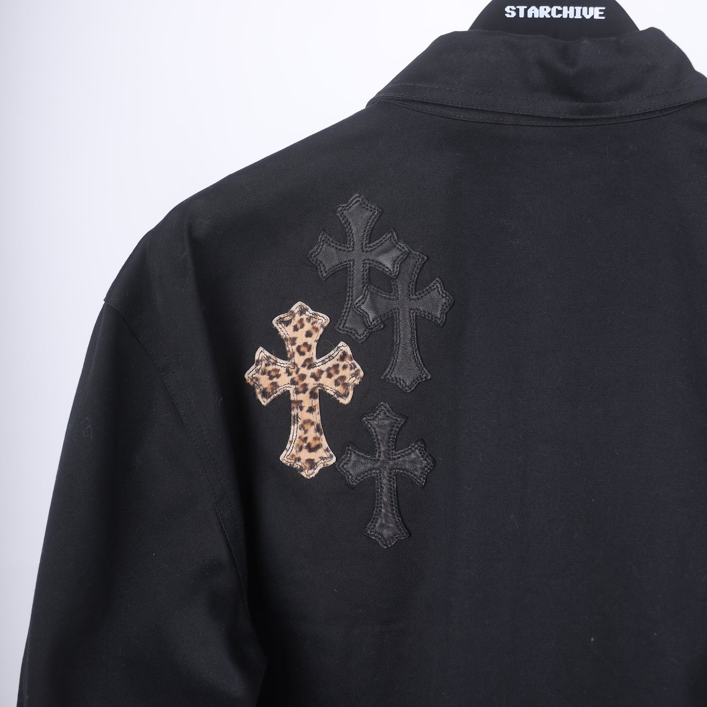 CHROME HEARTS WORK DOG LEAPOARD CROSS PATCH WORK DOG JACKET XXL