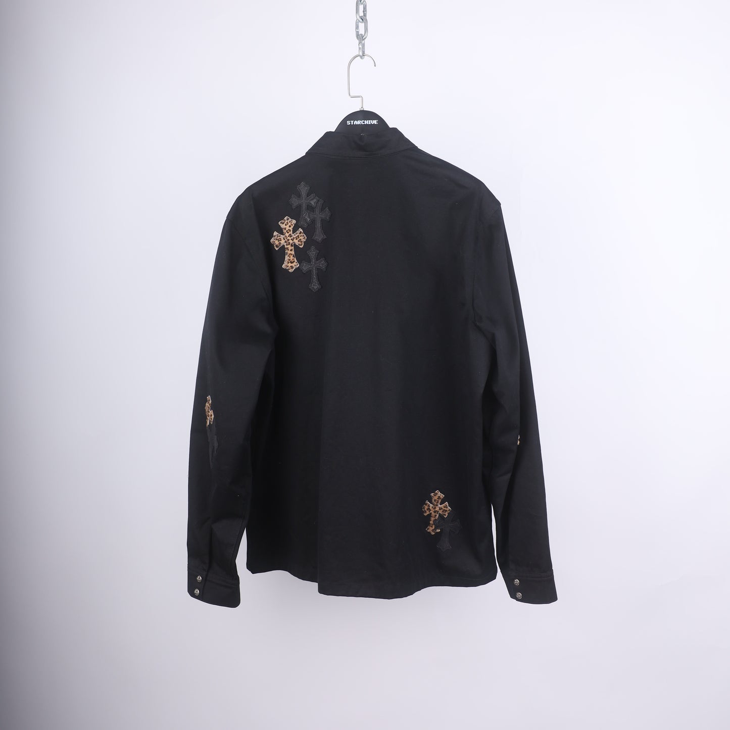 CHROME HEARTS WORK DOG LEAPOARD CROSS PATCH WORK DOG JACKET XXL