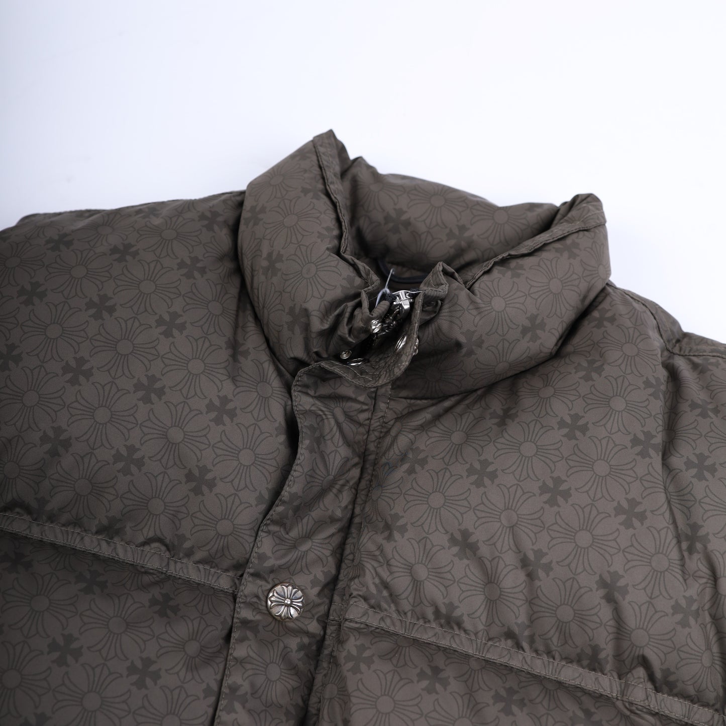 CHROME HEARTS ARMY GREEN OLIVE PLUS MONOGRAM DOWN PUFFER JACKET