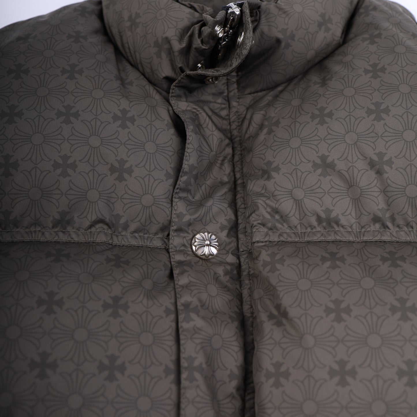 CHROME HEARTS ARMY GREEN OLIVE PLUS MONOGRAM DOWN PUFFER JACKET