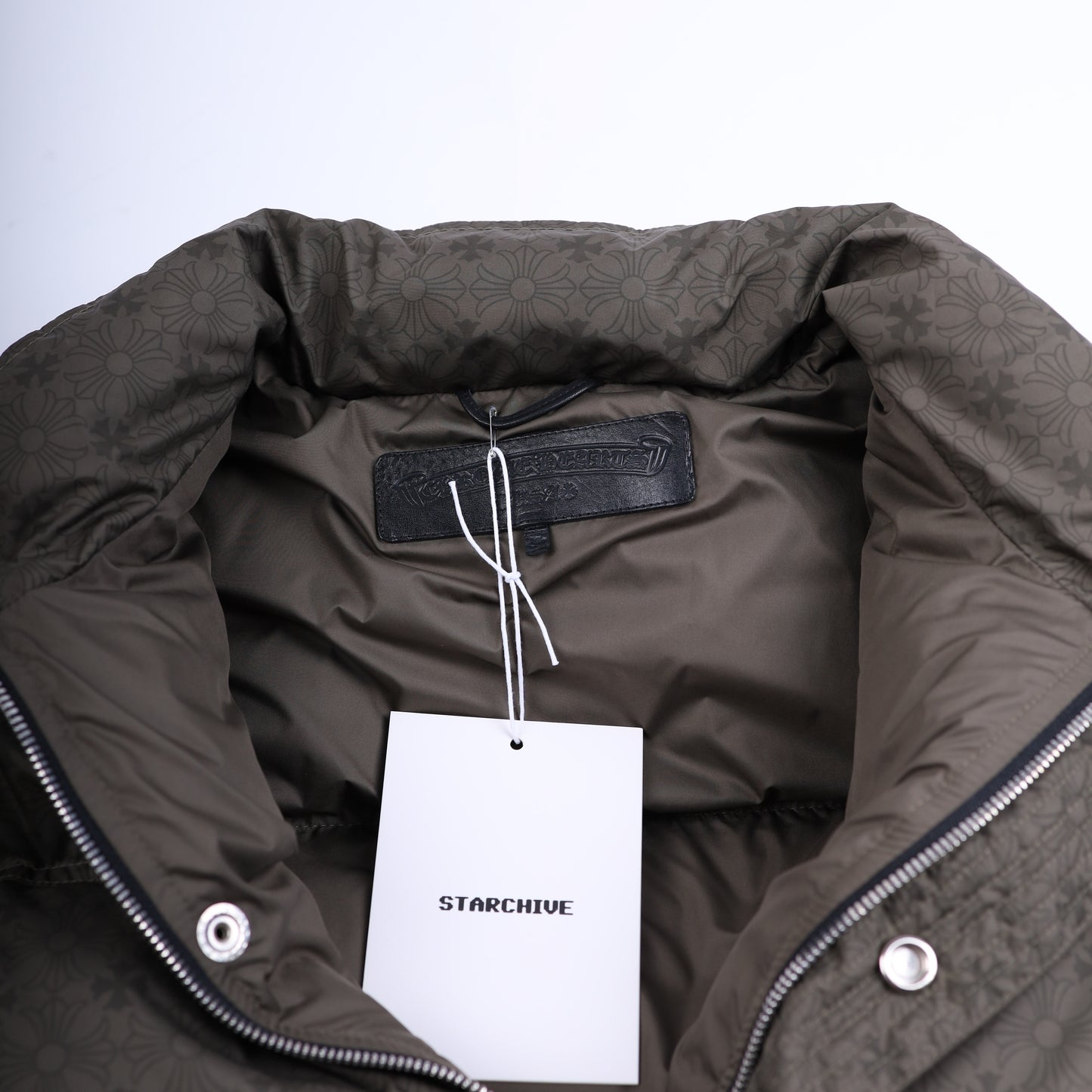 CHROME HEARTS ARMY GREEN OLIVE PLUS MONOGRAM DOWN PUFFER JACKET