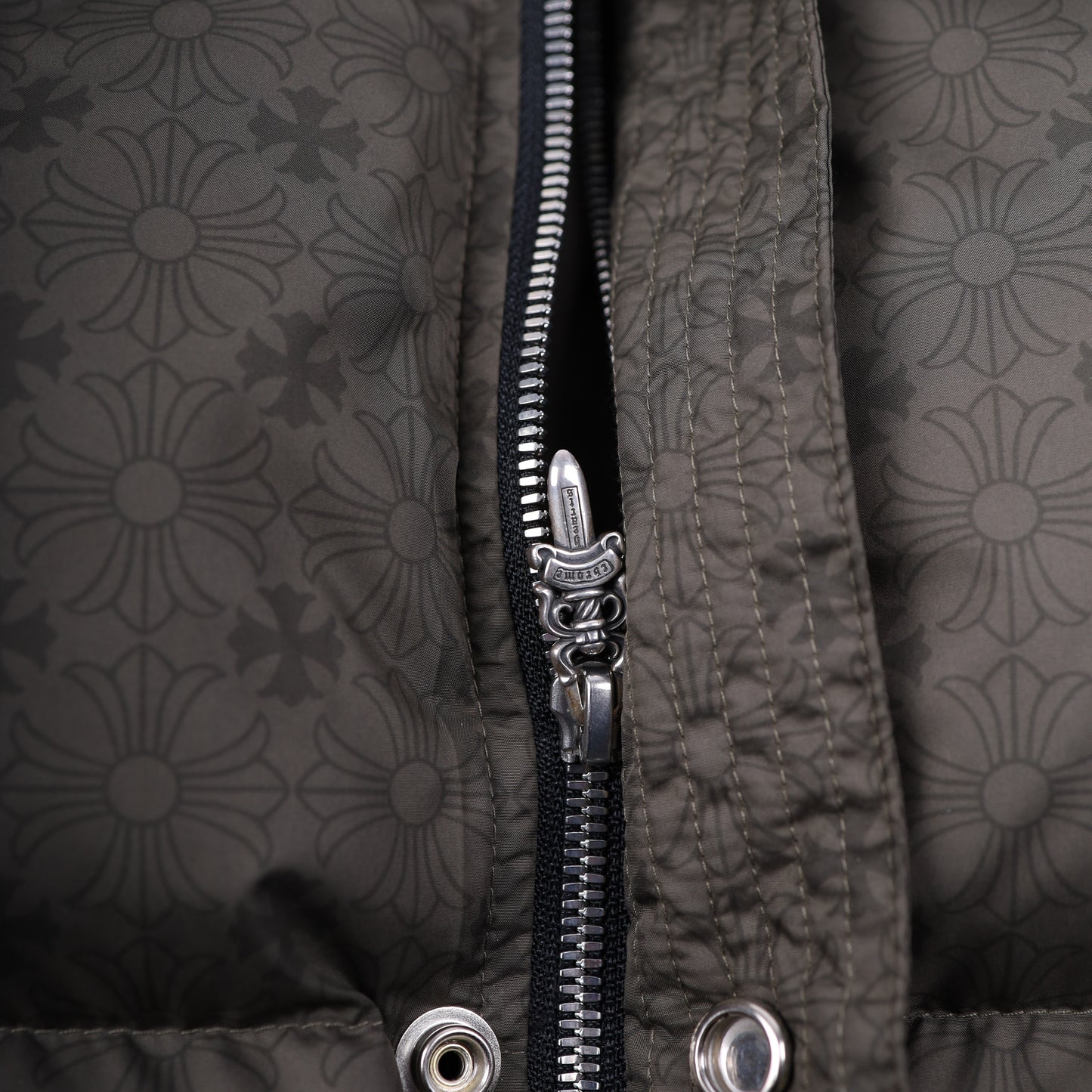 CHROME HEARTS ARMY GREEN OLIVE PLUS MONOGRAM DOWN PUFFER JACKET