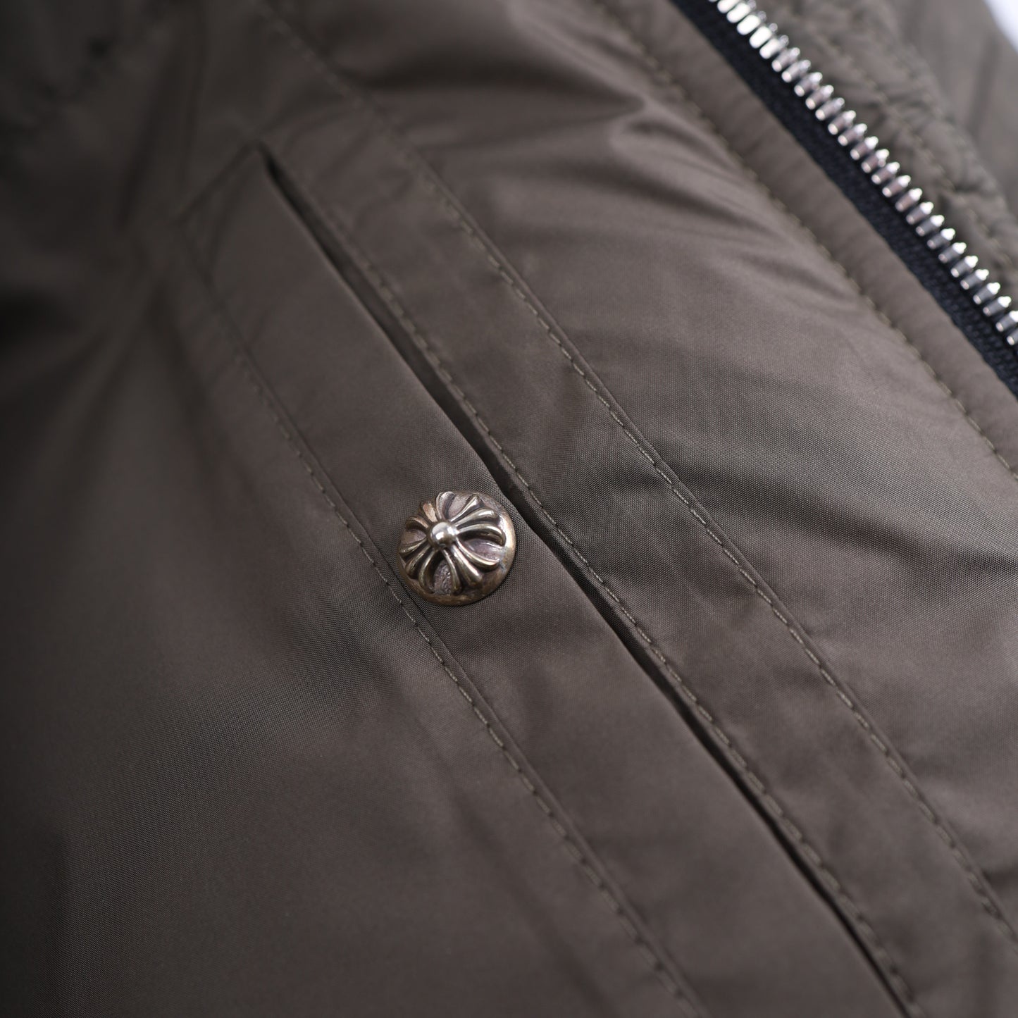CHROME HEARTS ARMY GREEN OLIVE PLUS MONOGRAM DOWN PUFFER JACKET
