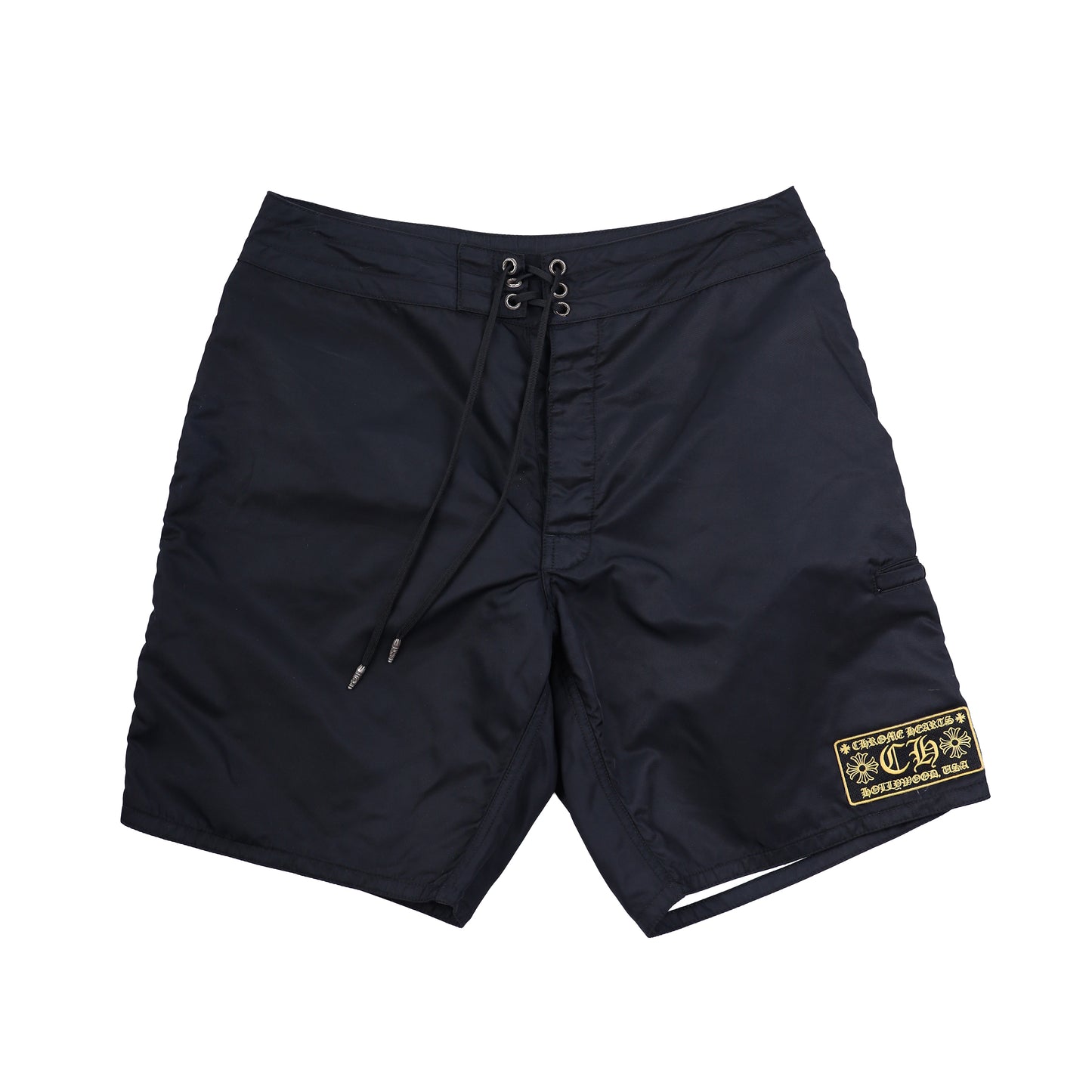 CHROME HEARTS BLACK BOARD SHORTS WITH CH PATCH 34