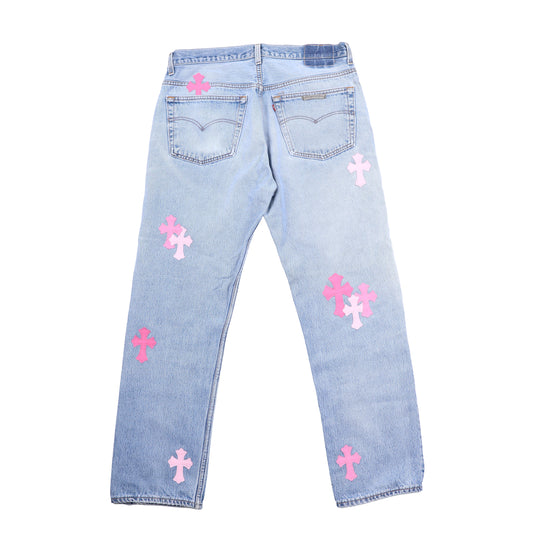 PINK CROSS PATCH 501 LEVI'S DENIM