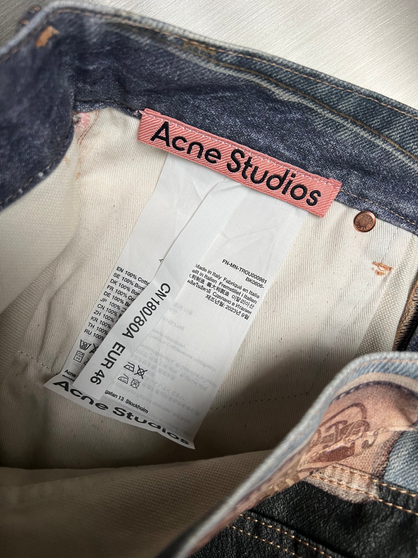 Acne Studios Trompe l'Oeil Faux Leather Chaps Jeans