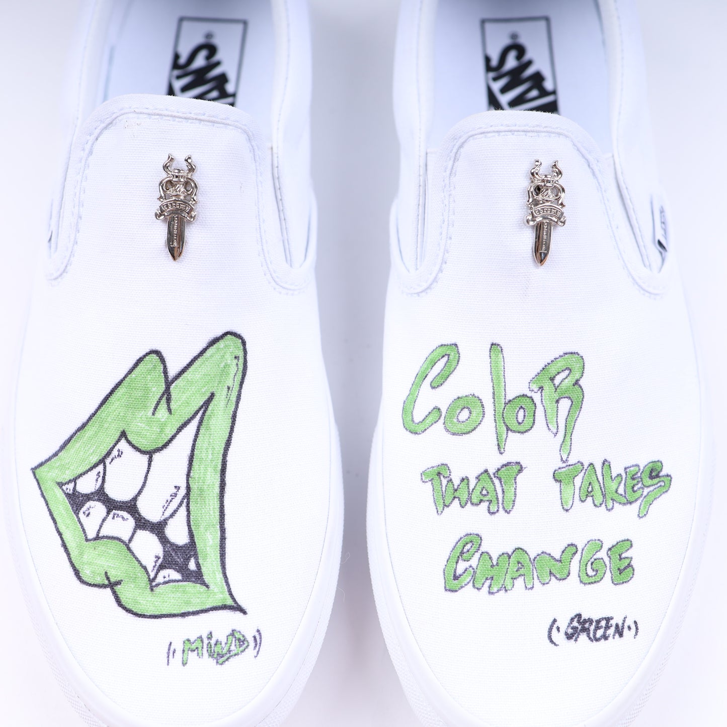 CHROME HEARTS X MATTY BOY HAND PAINTED VANS SLIP ONS SIZE 10