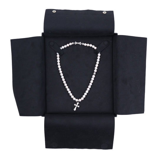 Mikimoto 18K White Gold Tiny Cross Choker