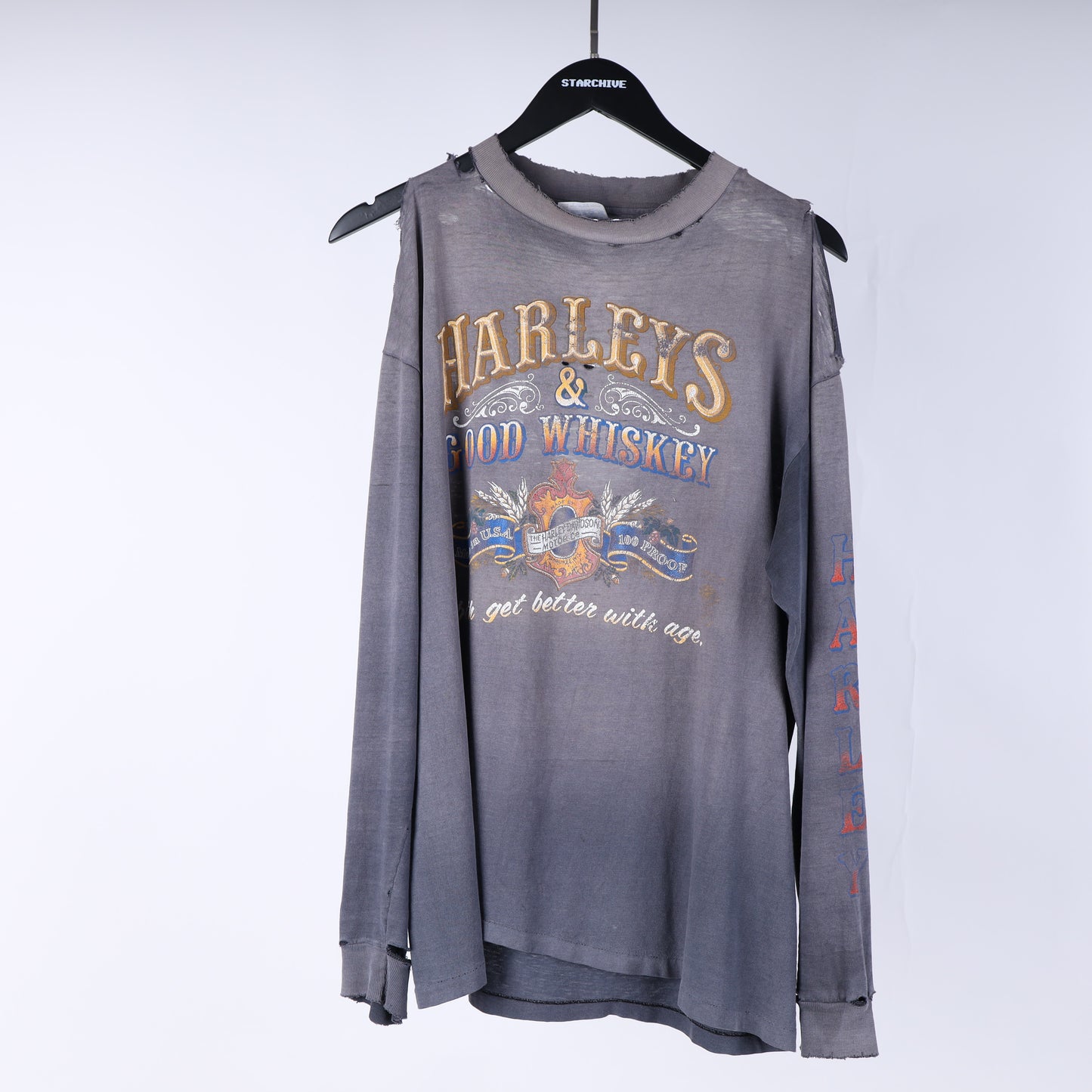 VINTAGE THRASHED FADED HARLEY LONG SLEEVE