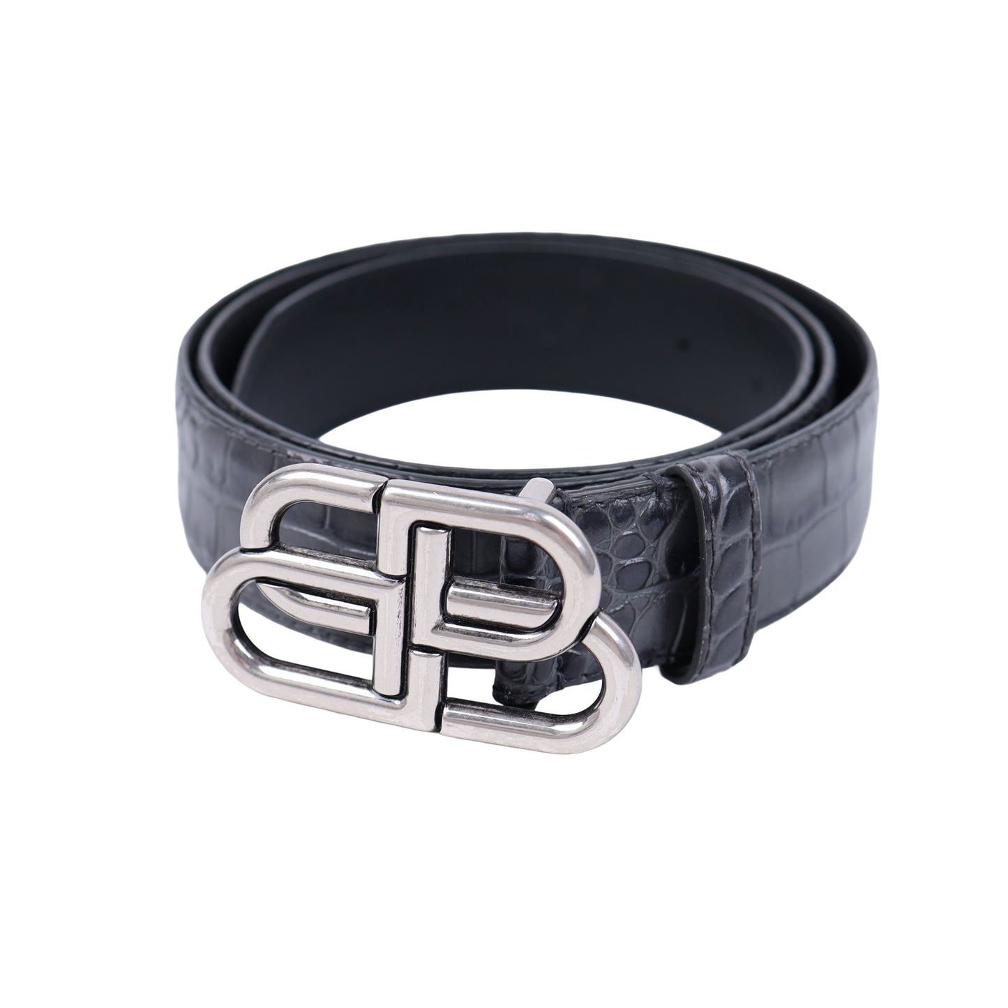 BALENCIAGA BB BELT FAUX CROC BELT