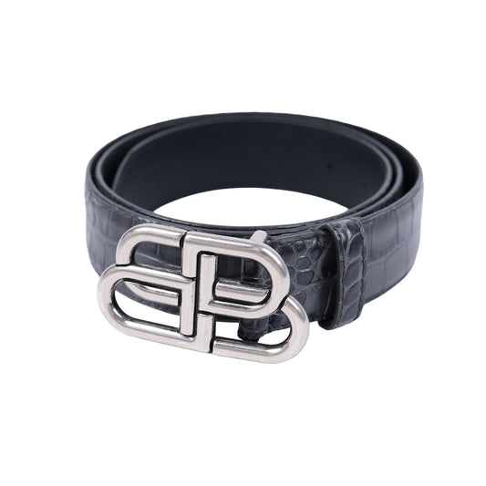 BALENCIAGA BB BELT FAUX CROC BELT