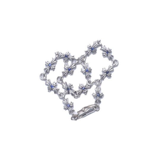 Chrome Hearts Tiny E Pave Blue Sapphire Bracelet 12 link