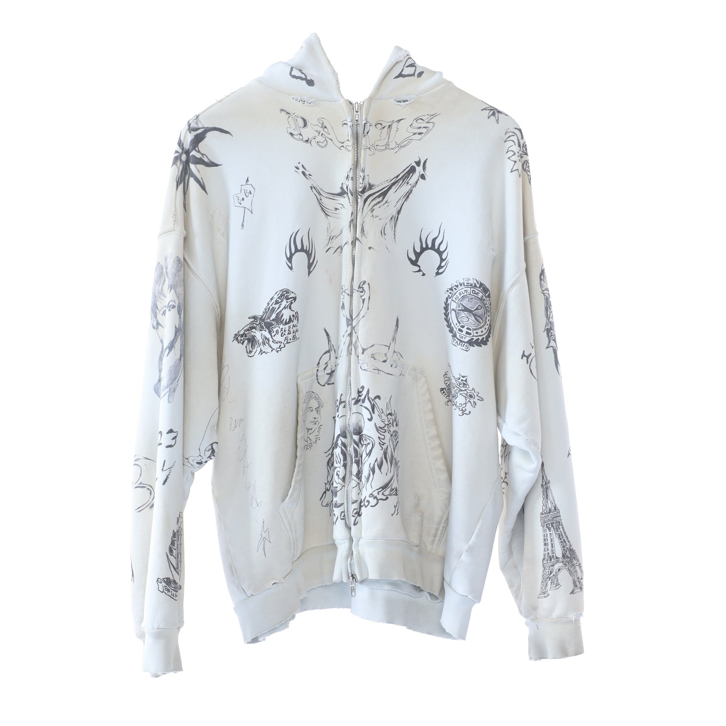 Balenciaga SS24 Tattoo Cream Hoodie