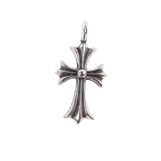 CHROME HEARTS EMERALD TINY CROSS CHARM SILVER