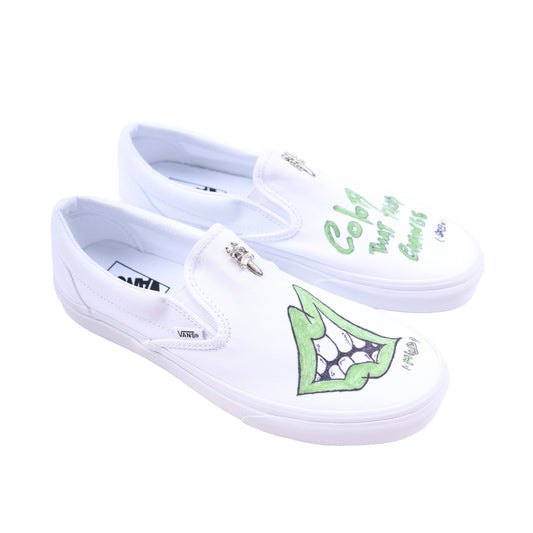 CHROME HEARTS X MATTY BOY HAND PAINTED VANS SLIP ONS SIZE 10