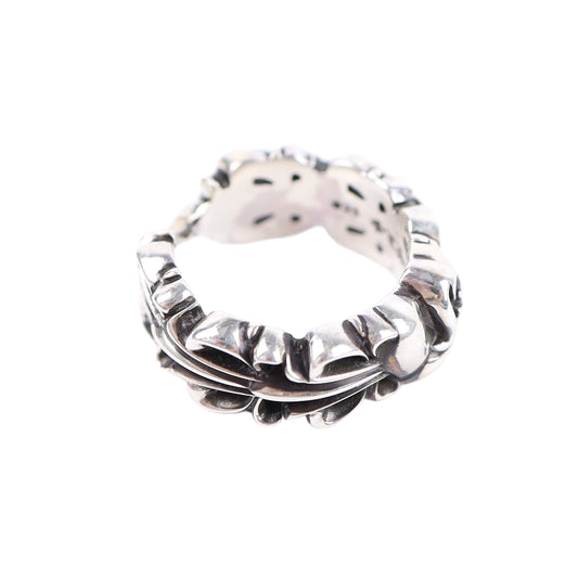 DOUBLE FLORAL CROSS HEART RING