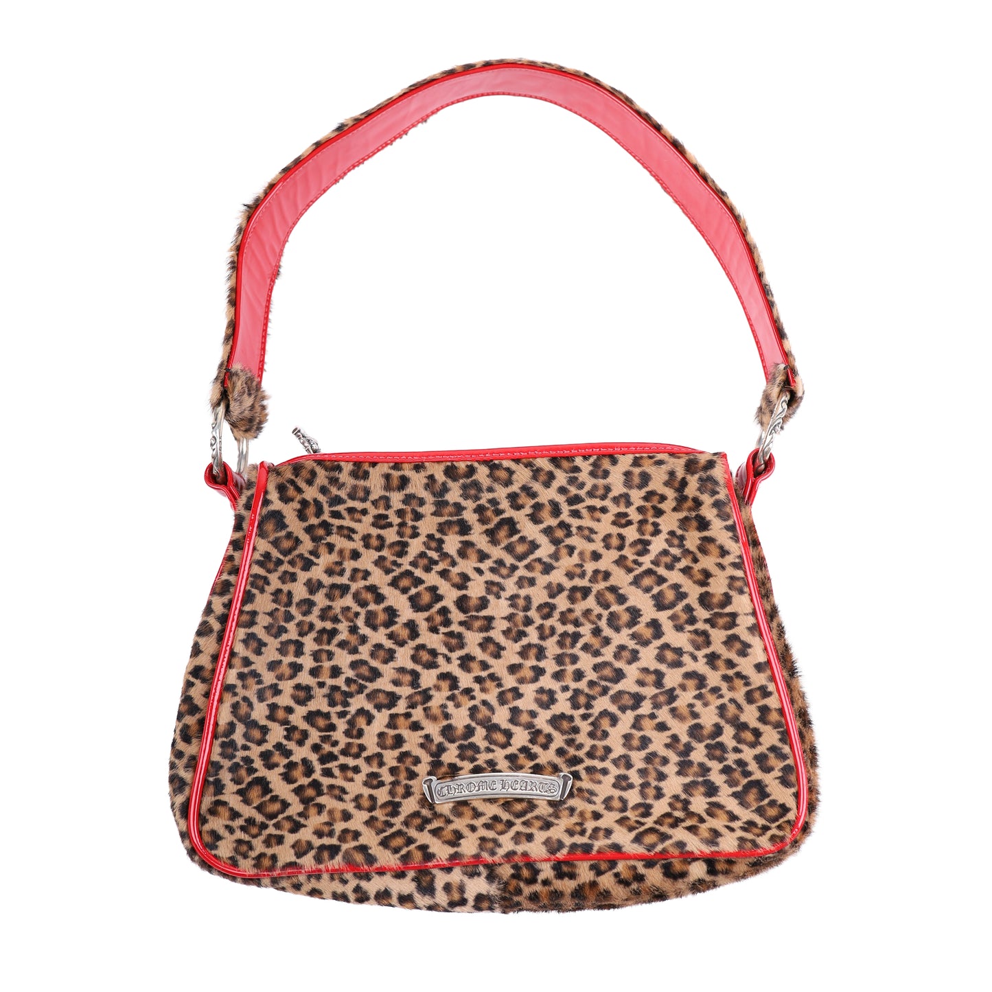 LEAPOARD CHICKEN NUGGET BAG WITH RED PATENT LEATHER CROSS PATCHES