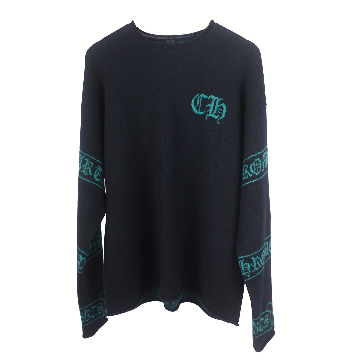 CHROME HEARTS GREEN CASHMERE SWEATER SIZE FREE/XL