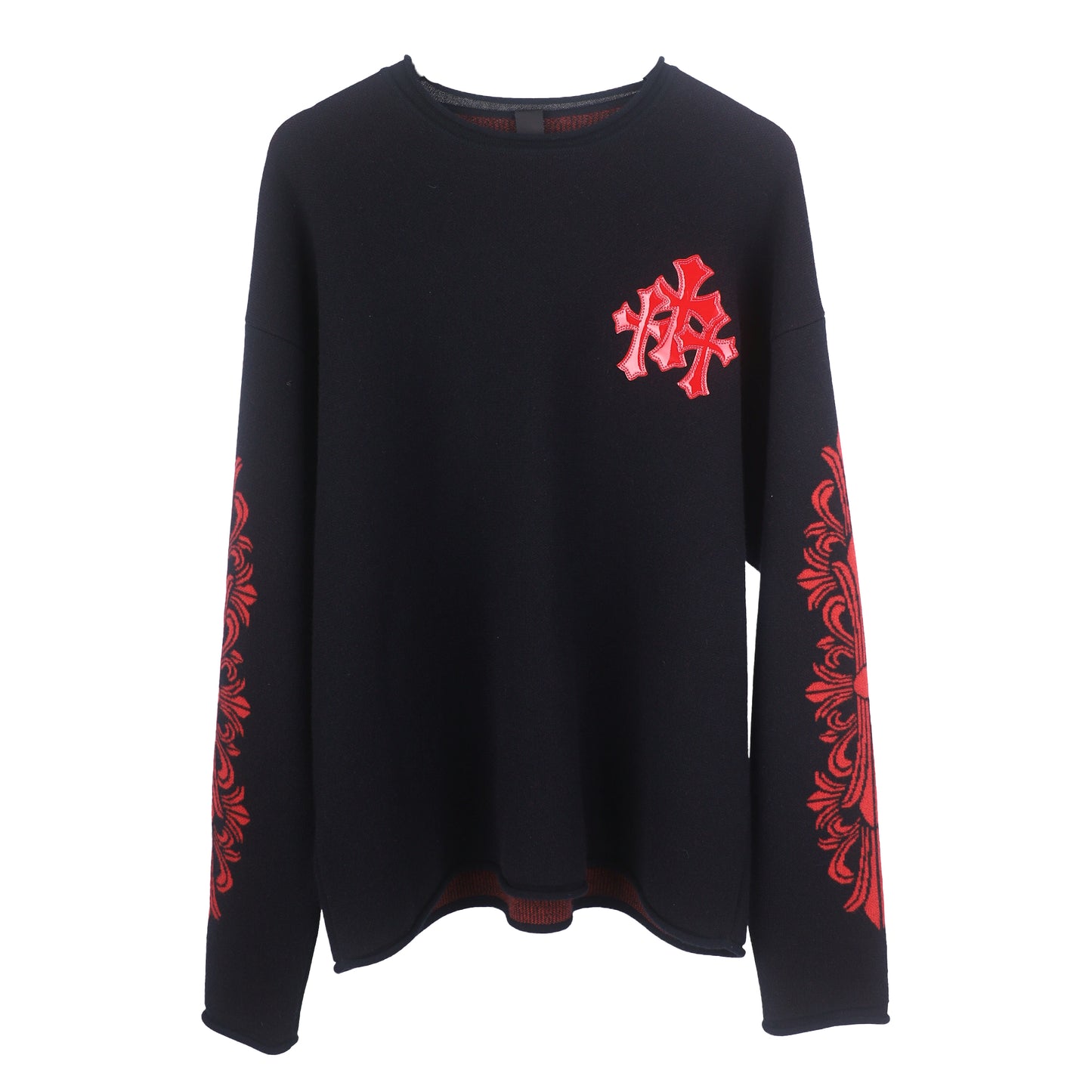 CHROME HEARTS JAQUARD CASHMERE KNIT RED/BLACK CROSS